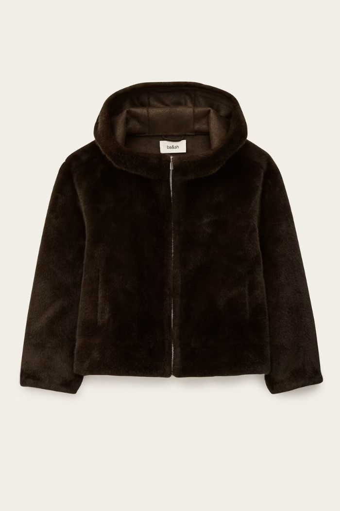 Ba&sh, PANDY faux fur coat, Chocolat